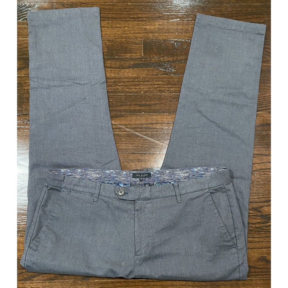 Ted Baker London Gray  Dress Pants Mens 38R  Flat Front Slacks Trousers Casual